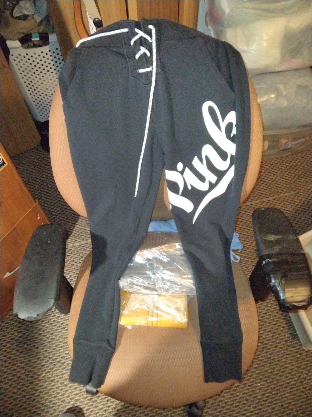 PINK Victoria's Secret Black  Lace Up Joggers - XS